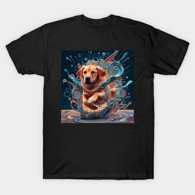 Golden Retriever Artwork: Radiant Warmth and Affection in Stunning Artistry T-Shirt by NotUrOrdinaryDesign